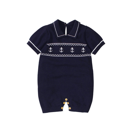 Sailor Knit Romper - Navy