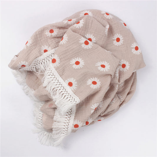 Wild Skye - Double Muslin Fringed Swaddle - Daisy