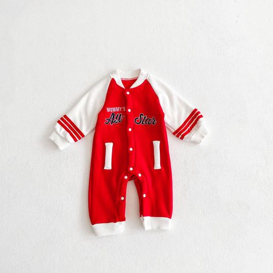 Carter Luxe Baseball Unisex Jumpsuit - Red