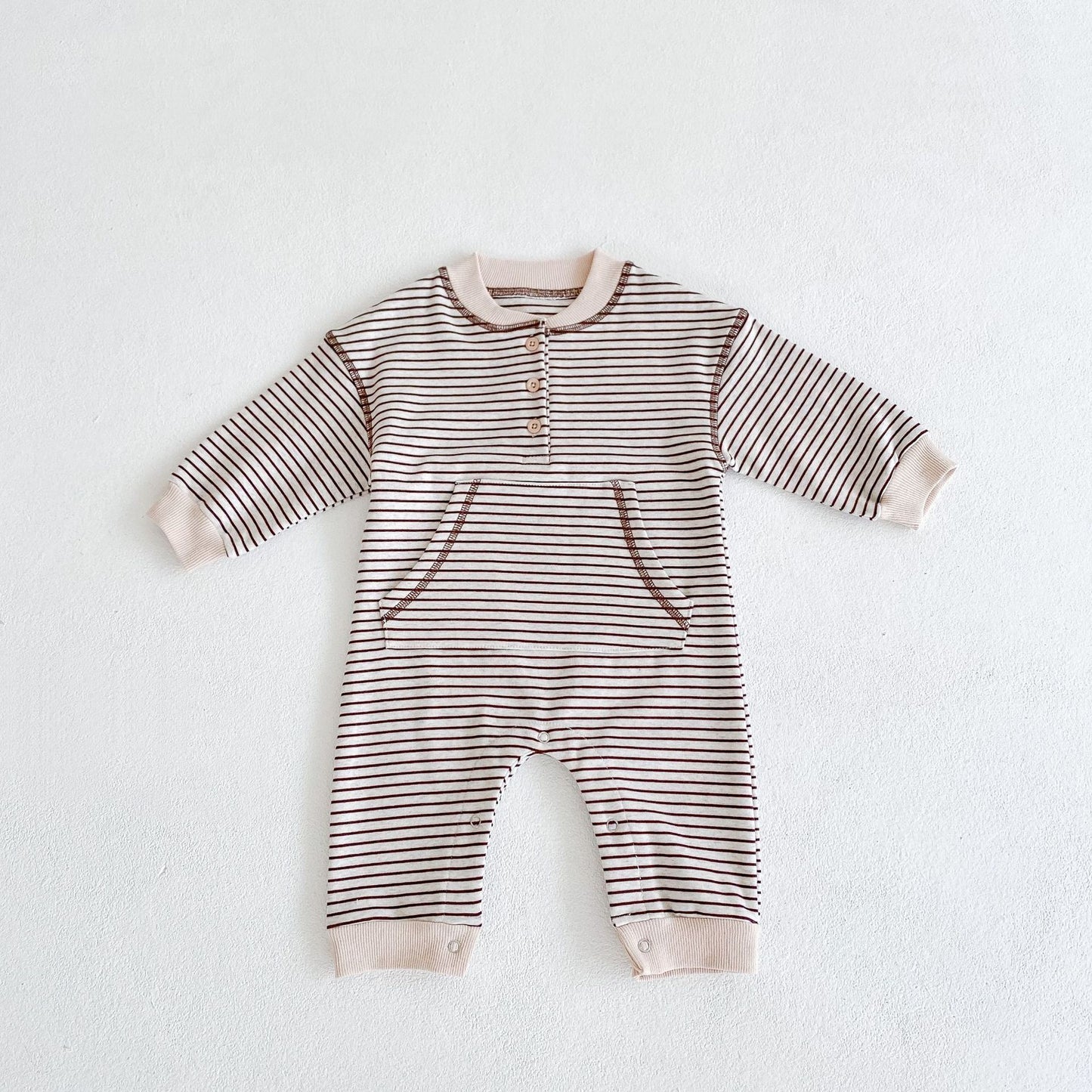 Blake Striped Jumpsuit - Beige and Brown Stripes