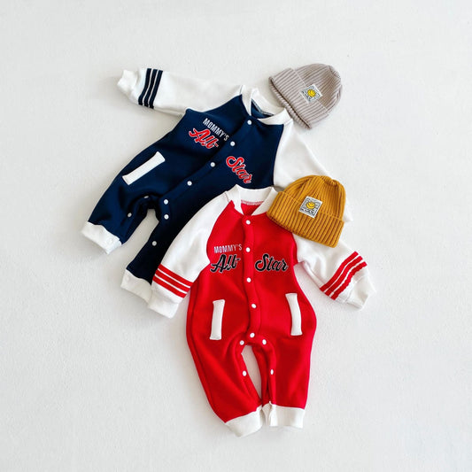 Carter Luxe Baseball Unisex Jumpsuit - Red