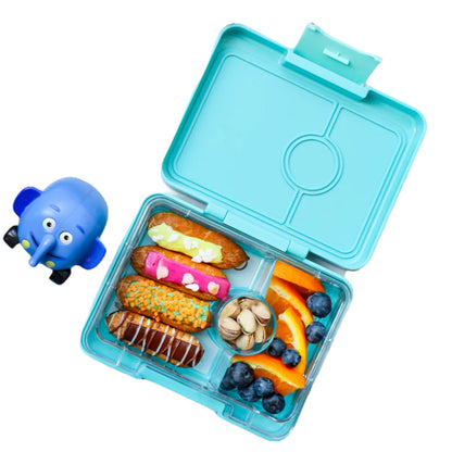 Yumbox Snack Lunch Box | Misty Aqua with Toucan Tray | Mini Bento Box for Kids