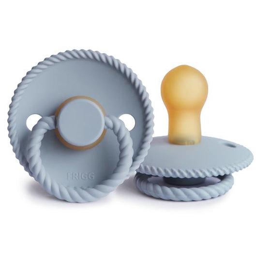 FRIGG Rope Natural Rubber Baby Pacifier - Powder Blue - Size 1