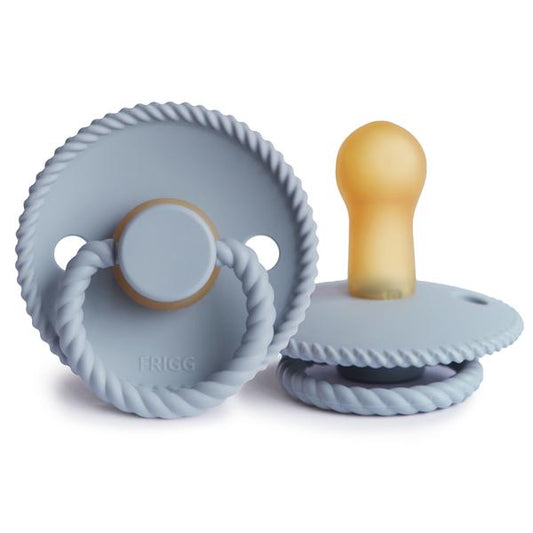 FRIGG Rope Natural Rubber Baby Pacifier - Powder Blue - Size 2