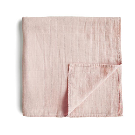 Mushie Organic Cotton Swaddle - Rose Vanilla