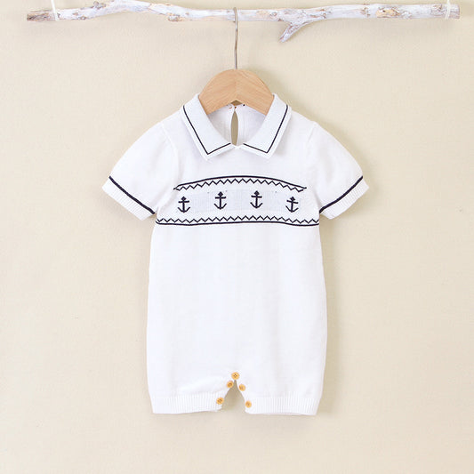 Sailor Knit Romper - White