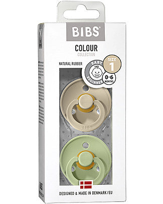 BIBS Natural Latex Pacifier 2 Pack - Sand/Pistachio Size 1