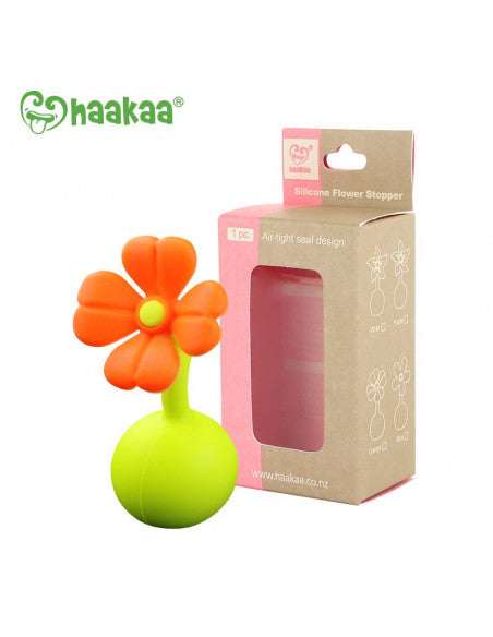 Hakaa - Silicone Breast Pump Flower Stopper 1pk - Orange