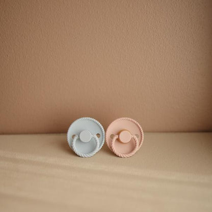 FRIGG Rope Natural Rubber Baby Pacifier - Powder Blue - Size 1