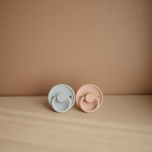 FRIGG Rope Natural Rubber Baby Pacifier - Powder Blue - Size 1