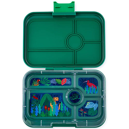 Yumbox Tapas Lunch Box | Greenwich Green with Jungle Tray | 5 Compartment