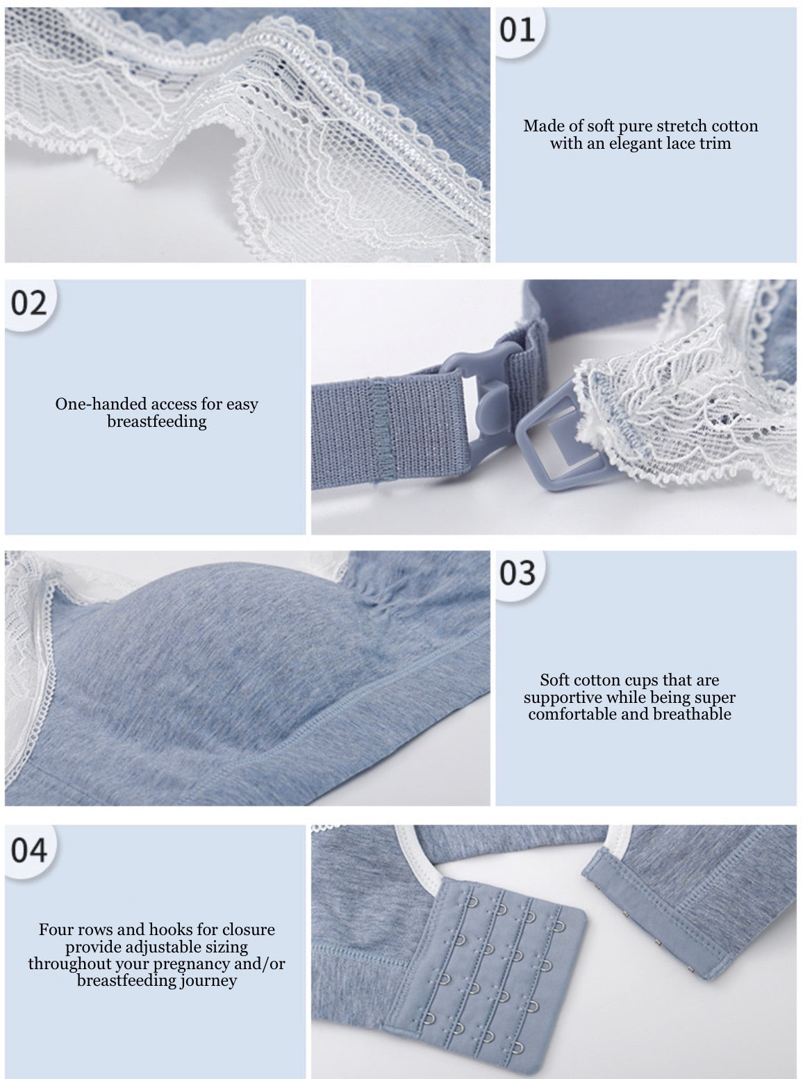 Willow Soft Cotton Nursing Bra with Lace Trim - Coral Peach