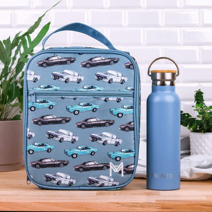 MontiiCo Large Insulated Lunch Bag with Ice Pack - Cars