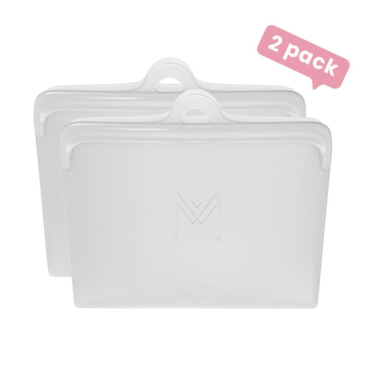 MontiiCo Silicone Food and Snack Bags | 2 Pack in Clear
