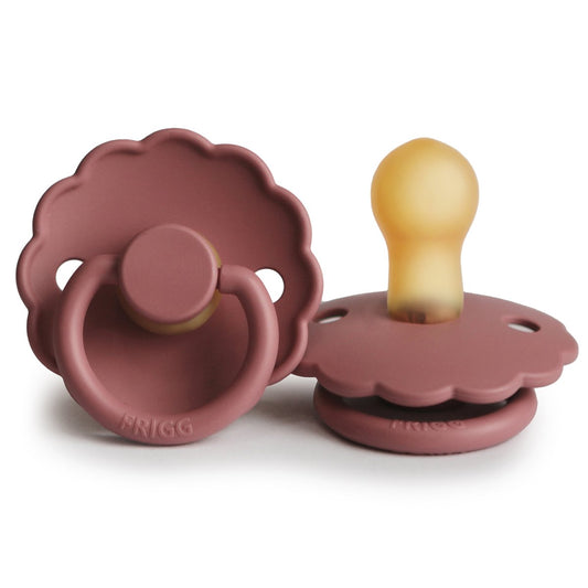 FRIGG Daisy Natural Rubber Pacifier - Powder Blush - Size 2