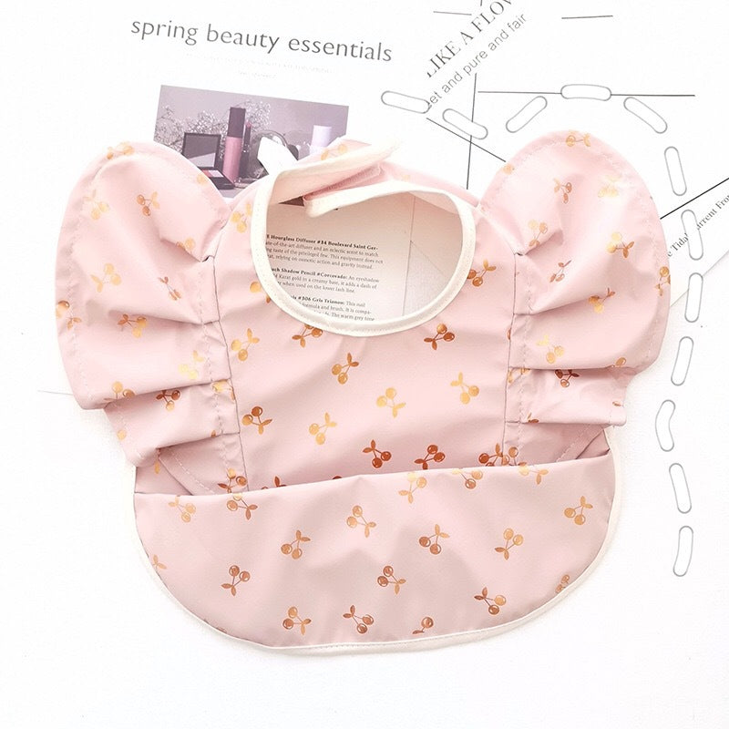 Waterproof Frilled Bib - Blush Cherry